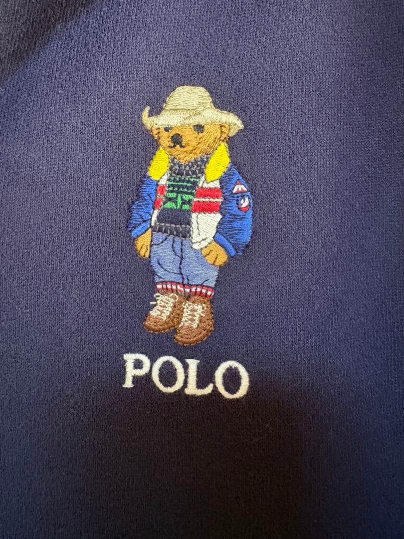 人気のポロベア刺繍フルジップパーカー ネイビー