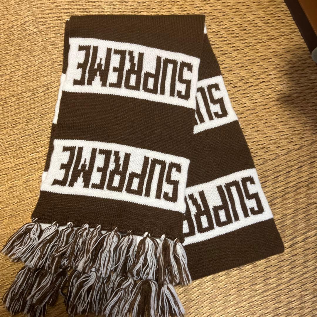 SUPREME ロゴマフラー ブラウン/ホワイト