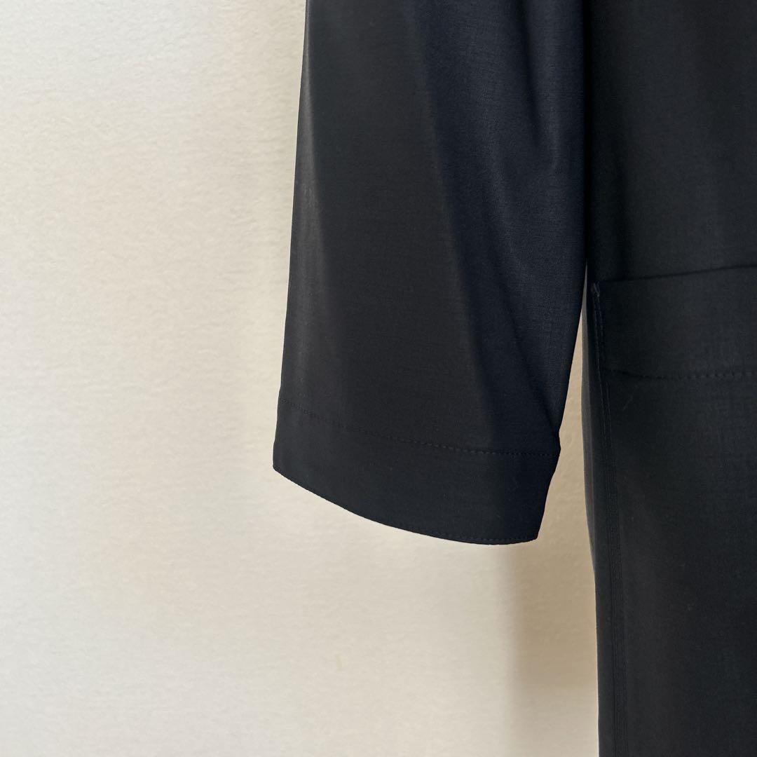 ￼ エムフィル　M・fil 比翼ノーカラー　コート 濃紺 サイズ40 春・秋