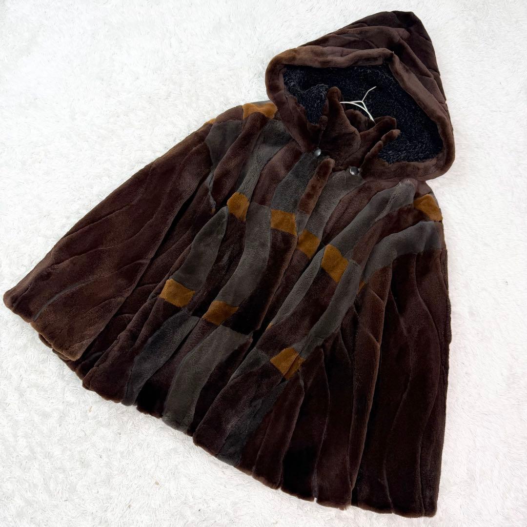 サガミンク シェアードミンク ポンチョ フーディ SAGAMINK デザイン◎