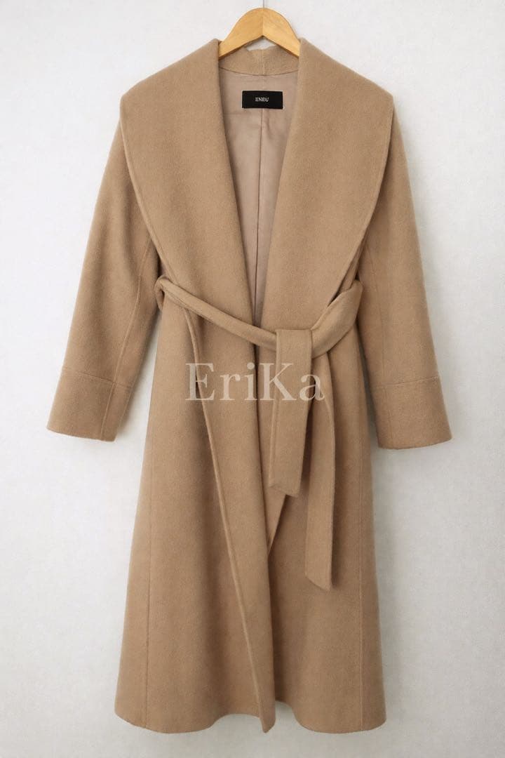 エヌー ハンドメイドショールカラーウールコート　ベージュ F