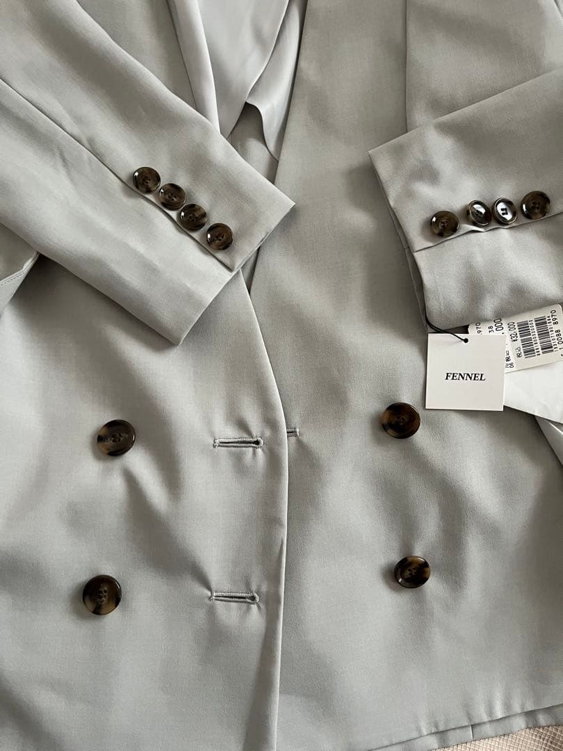新品/FENNEL/ダブルフロント2wayノーカラージャケット（杢グレー）