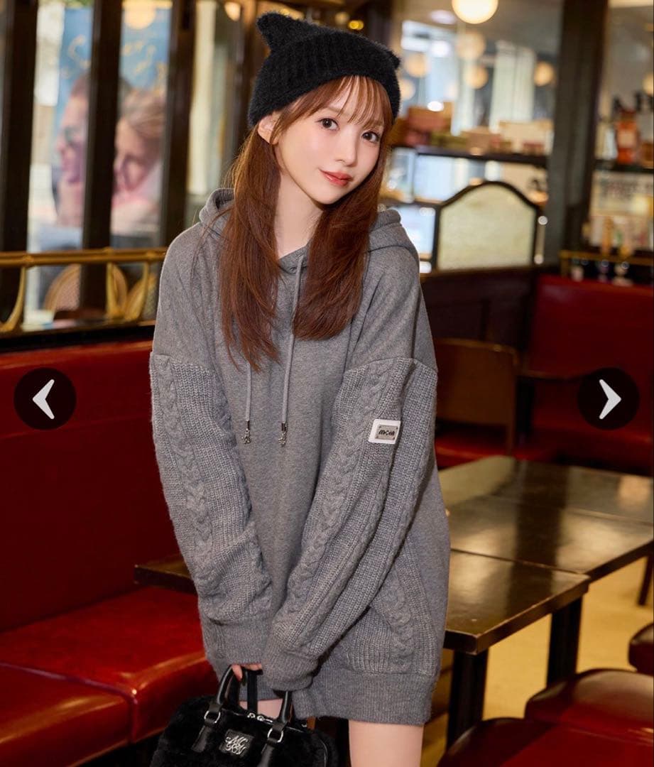 【新品タグ付き】完売品ミシェルマカロン BIGニットフーディワンピ