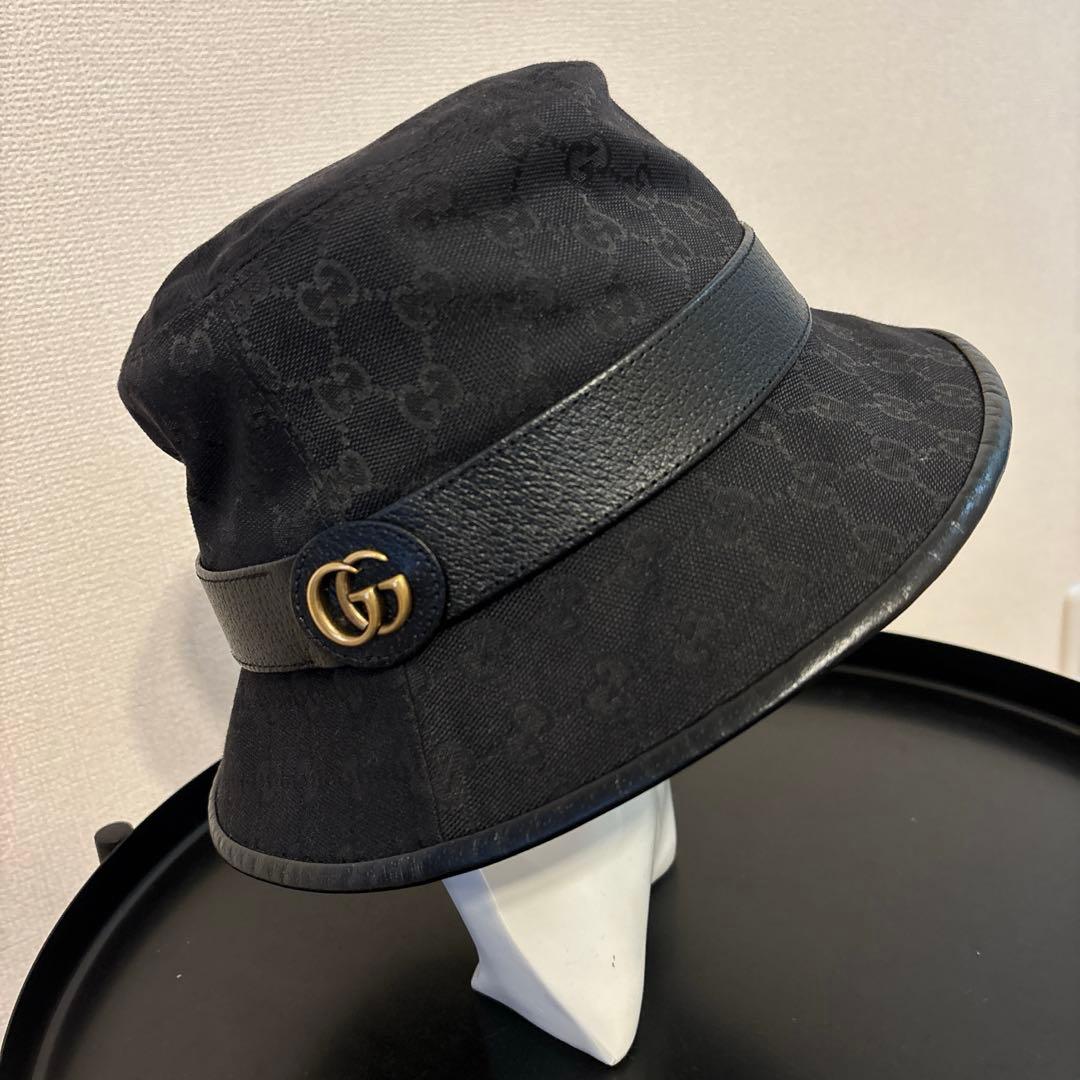 【未使用】GUCCI ブラック バケットハット M(58cm)／ブラック／メンズ