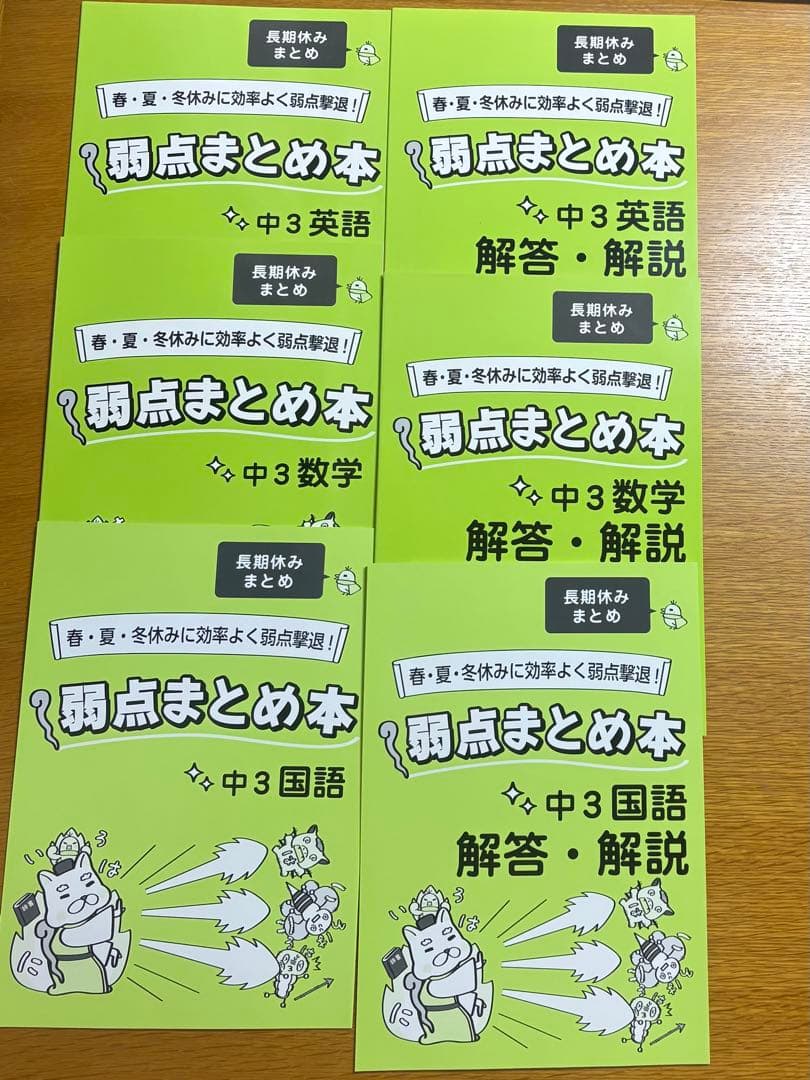 家庭教師のあすなろ 中3 弱点まとめ本 ３教科 解説付き 書き込みなし 美品