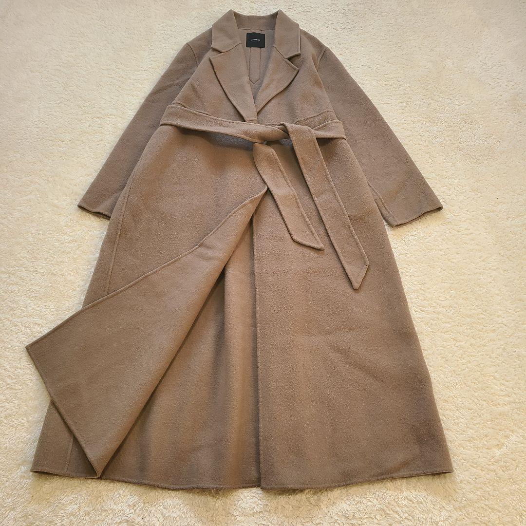 【人気】　近年モデル　アニュアンス　リバーロングコート　ロング　ベルト　Aライン