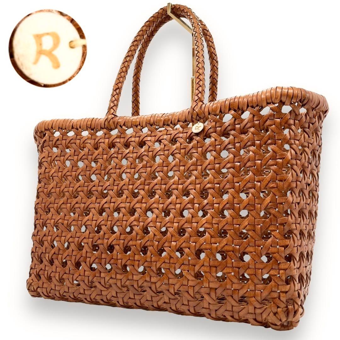 【極美品】45R　レザーメッシュ　編み込みトートバッグ　ブラウン　45rpm