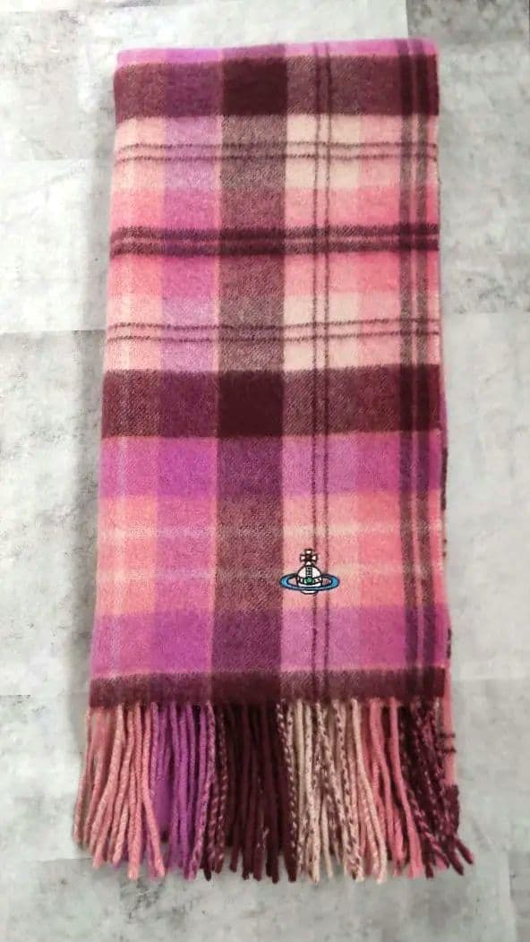 ヴィヴィアンウエストウッド⿻ カシミヤ100%洗えるマフラー カラーオーブ刺繍