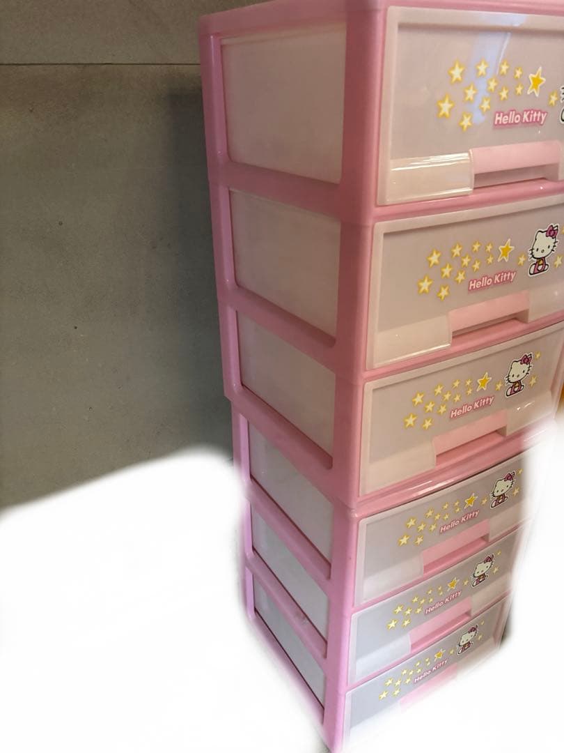 【こう】Hello Kitty 3段 収納ケース 2点セット ピンク