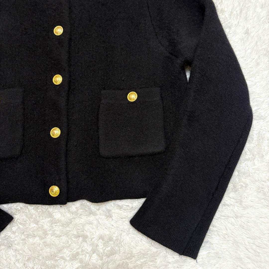 anuans ラクーンブレンドノーカラーニットジャケット ブラック　カーディガン