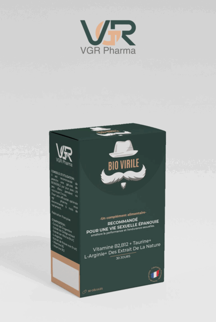 packaging bio biovirile - Easycom Agency Design du packaging et branding de Bio Virile, complément de vitalité masculine de VGR Pharma.